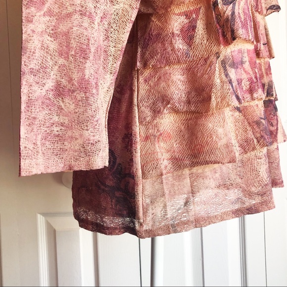 Coldwater Creek Abstract Pink Print Tiered Ruffle Top Large - Picture 7 of 15